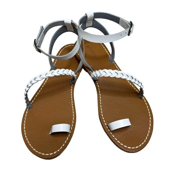 Soludos Madrid White Leather Braided Strappy Sandals Size 7 NIB - Picture 8 of 12